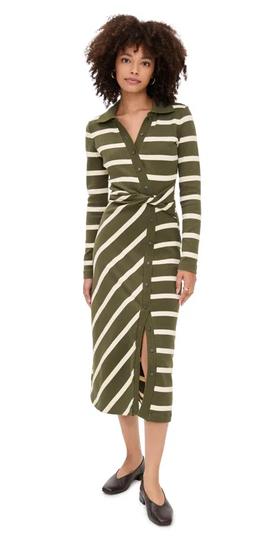 Tanya Taylor Ellicot Dress Army/chalk In Green