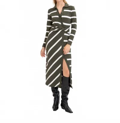Tanya Taylor Ellicot Dress In Army/chalk In Green