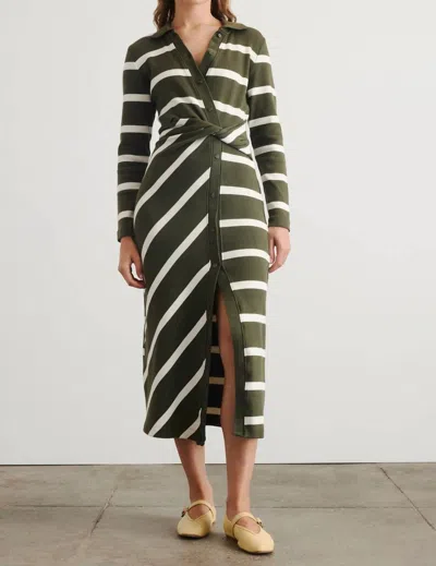 Tanya Taylor Ellicot Dress In Army/chalk In Green