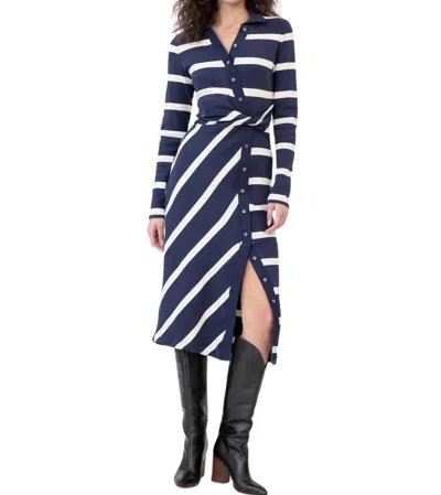 Tanya Taylor Ellicot Dress In Maritime Blue/cream