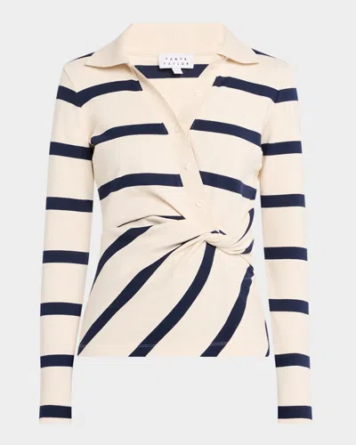 Tanya Taylor Ellicot Stripe Twist-front Top In Multi