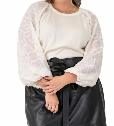 Tanya Taylor Elona 3/4 Sleeve Knit Top In Cream In White