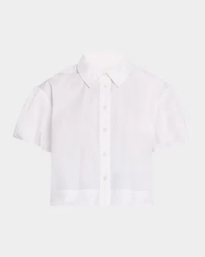Tanya Taylor Elza Puff-sleeve Top In White