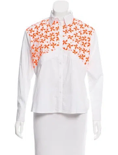 Pre-owned Tanya Taylor Embroidered Ryan Top In White