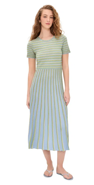 Tanya Taylor Emilia Knit Dress Powder Blue Multi