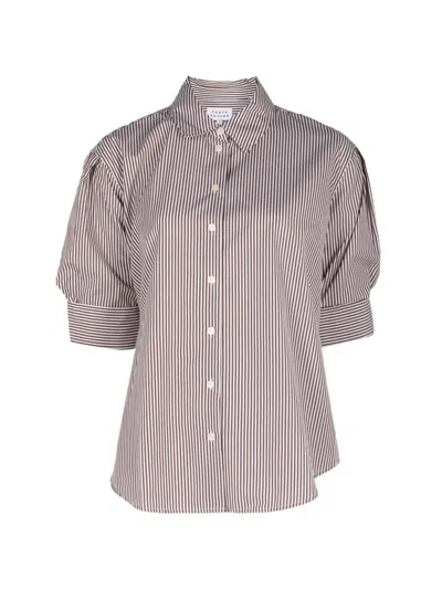Tanya Taylor Emmy Striped Puff-sleeve Top In Brown