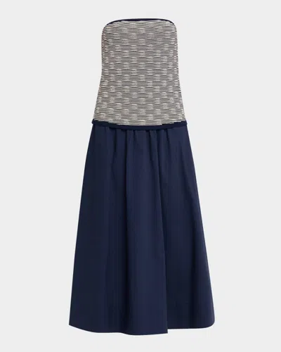 Tanya Taylor Erika Strapless Combo Midi Dress In Multi