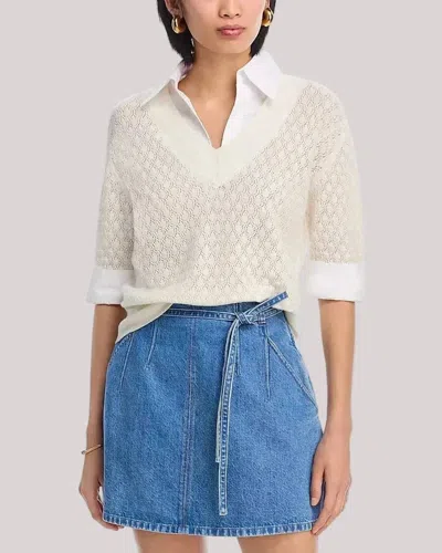 Tanya Taylor Esme Pointelle Knit Top In Cream In Neutral