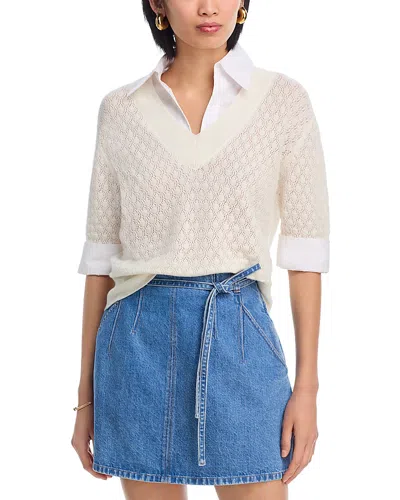 Tanya Taylor Esme Pointelle Knit Top In White