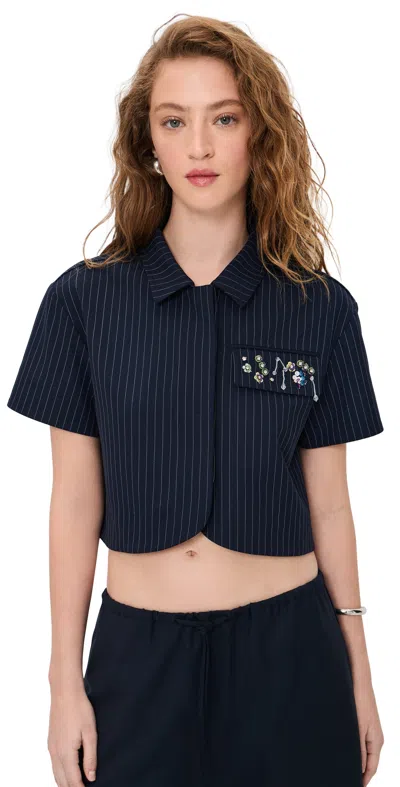 Tanya Taylor Evelyn Top Classic Navy In Blue