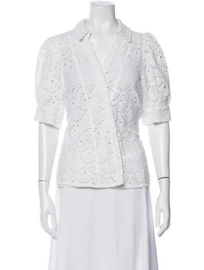 Pre-owned Tanya Taylor Eyelet Lace Pattern Blouse In White