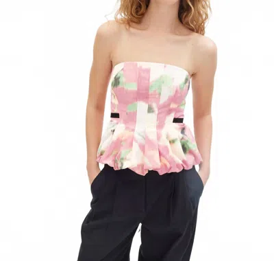 Tanya Taylor Farah Strapless Top In Punch Pink In Multi
