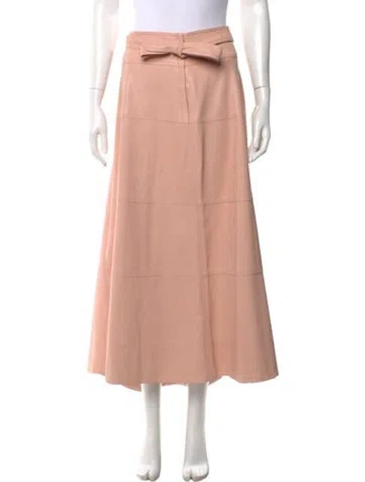 Pre-owned Tanya Taylor Faux Leather Midi Length Skirt W/ Tags In Pink
