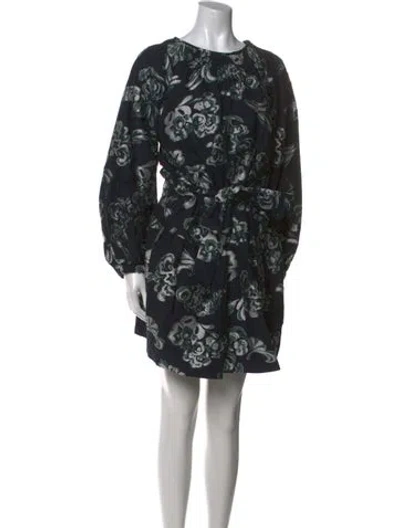 Pre-owned Tanya Taylor Floral Print Knee-length Dress In Blue