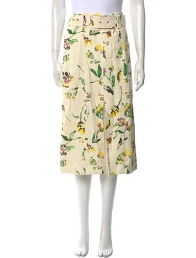 Pre-owned Tanya Taylor Floral Print Knee-length Skirt In Neutral