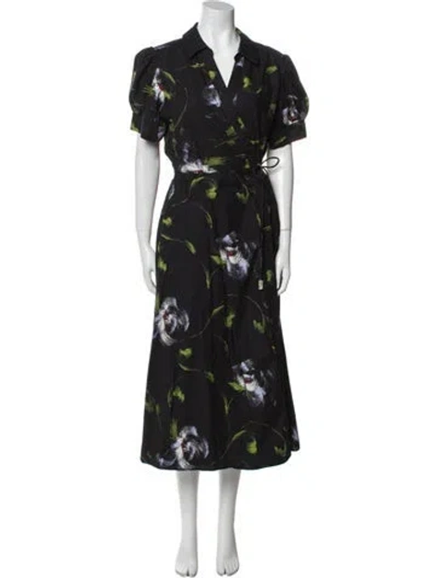 Pre-owned Tanya Taylor Floral Print Long Dress In Blue