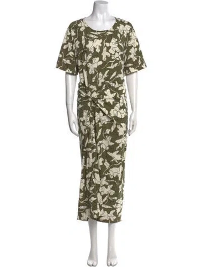 Pre-owned Tanya Taylor Floral Print Long Dress In White