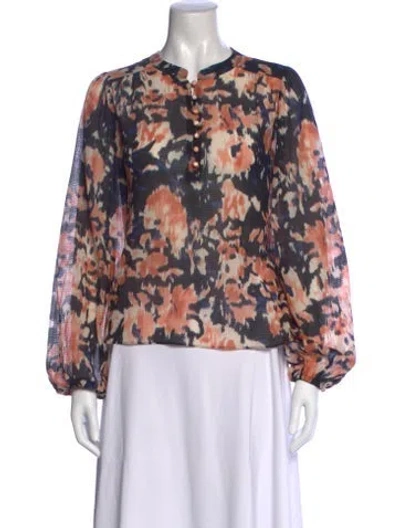 Pre-owned Tanya Taylor Floral Print Long Sleeve Blouse W/ Tags In Multi