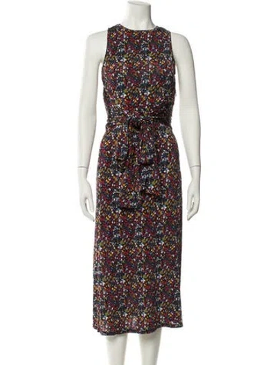 Pre-owned Tanya Taylor Floral Print Midi Length Dress In Black