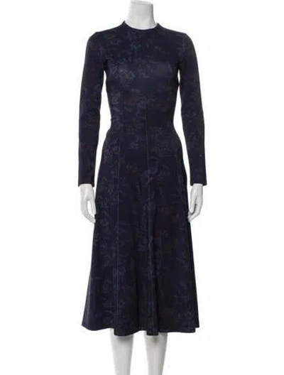 Pre-owned Tanya Taylor Floral Print Midi Length Dress In Blue