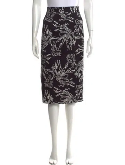 Pre-owned Tanya Taylor Floral Print Midi Length Skirt In Black