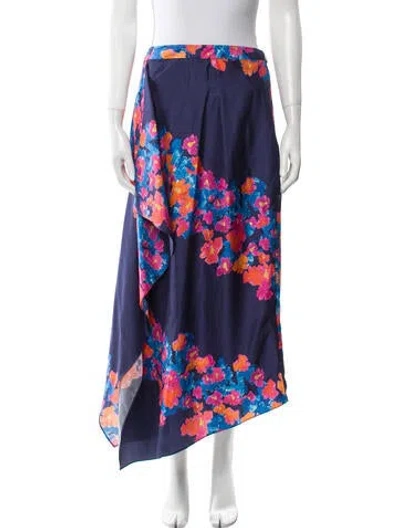 Pre-owned Tanya Taylor Floral Print Midi Length Skirt In Blue
