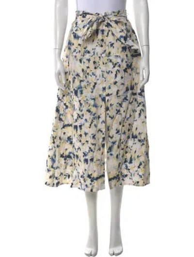 Pre-owned Tanya Taylor Floral Print Midi Length Skirt In Blue