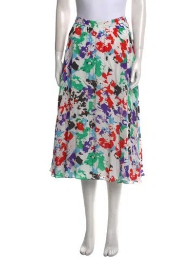 Pre-owned Tanya Taylor Floral Print Midi Length Skirt In Purple