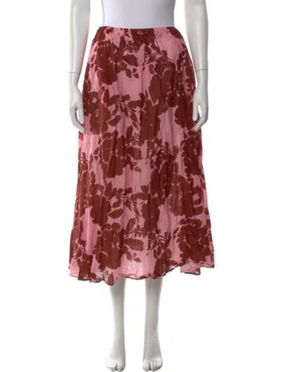 Pre-owned Tanya Taylor Floral Print Midi Length Skirt In Red
