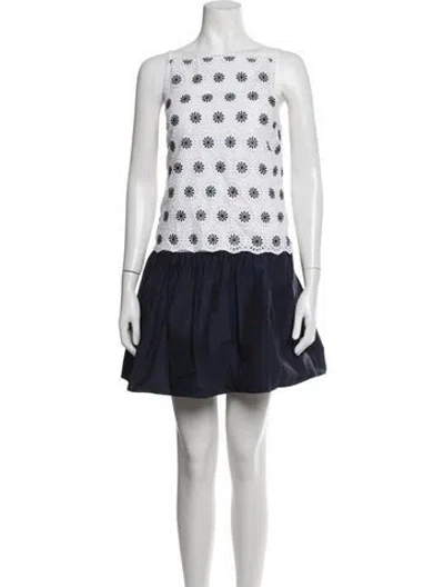 Pre-owned Tanya Taylor Floral Print Mini Dress In Blue