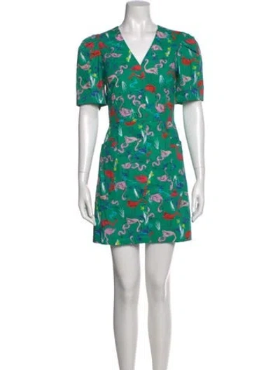 Pre-owned Tanya Taylor Floral Print Mini Dress In Green