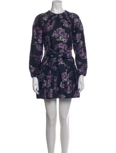 Pre-owned Tanya Taylor Floral Print Mini Dress In Multi
