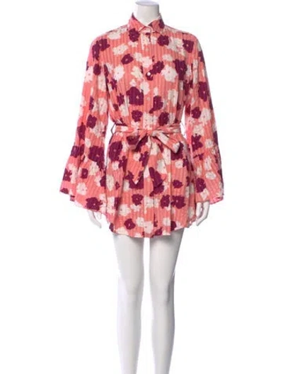 Pre-owned Tanya Taylor Floral Print Mini Dress In Pink