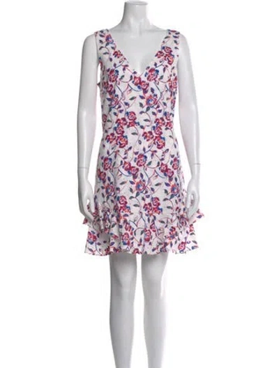 Pre-owned Tanya Taylor Floral Print Mini Dress W/ Tags In White