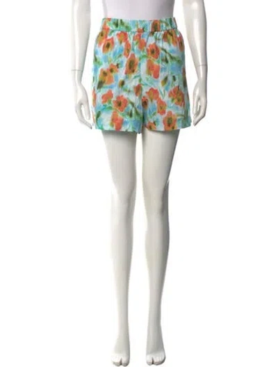 Pre-owned Tanya Taylor Floral Print Mini Shorts In Neutral