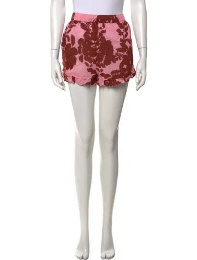 Pre-owned Tanya Taylor Floral Print Mini Shorts In Neutrals