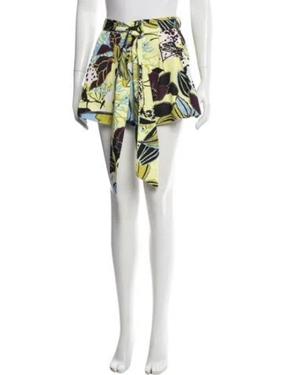 Pre-owned Tanya Taylor Floral Print Mini Shorts W/ Tags In White