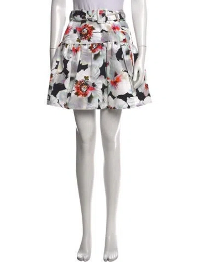 Pre-owned Tanya Taylor Floral Print Mini Skirt In Blue