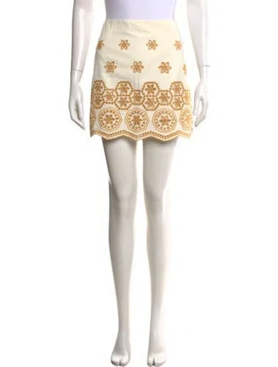 Pre-owned Tanya Taylor Floral Print Mini Skirt In Neutral