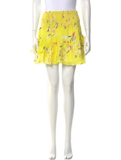 Pre-owned Tanya Taylor Floral Print Mini Skirt In Yellow