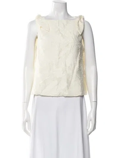 Pre-owned Tanya Taylor Floral Print Square Neckline Top In Neutral