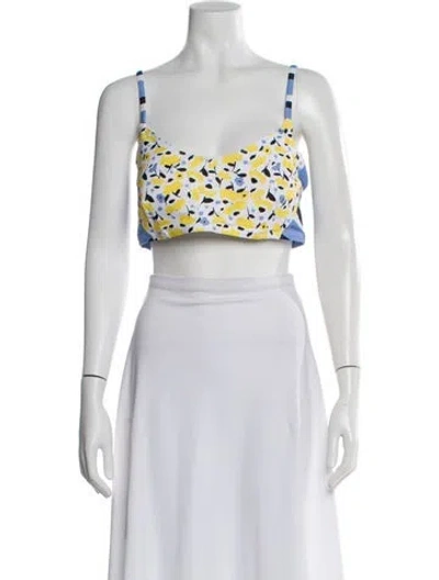 Pre-owned Tanya Taylor Floral Print Top W/ Tags In Yellow