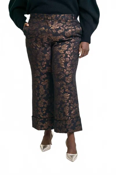 Tanya Taylor Gabe Wide Leg Pants - Plus In Deep Brandy In Multi
