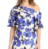 Tanya Taylor Georgia Top In Blue Cream Multi In Multi