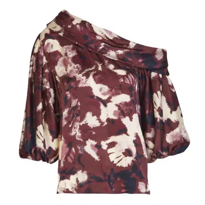 Tanya Taylor Georgia Top In Burgundy/peony In Multi
