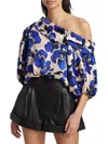 Tanya Taylor Georgia Asymmetric Puff-sleeve Top In Beige