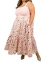 Tanya Taylor Gianna Dress - Plus In Floral Expressionist Print In Pink