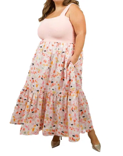 Tanya Taylor Gianna Dress - Plus In Floral Expressionist Print In Pink