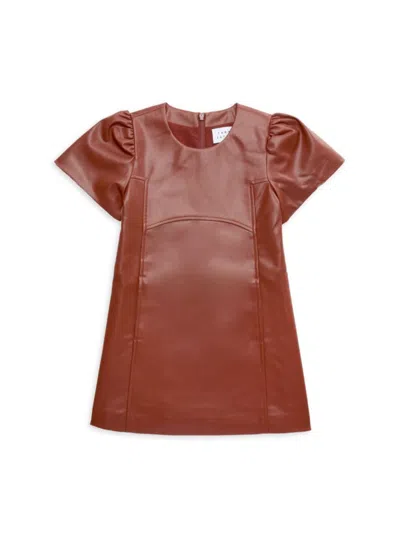 Tanya Taylor Babies' Girl's Antonella Faux Leather Dress In Brandy