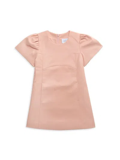Tanya Taylor Kids' Girl's Antonella Faux Leather Dress In Pale Peach